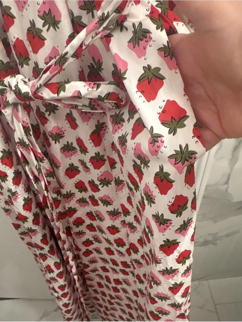 Boden White Dress with Red Strawberry Print - Picture 2 of 2